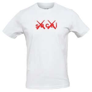 Sacai x KAWS Flock Print Crewneck T-Shirt in White Cotton